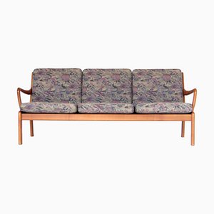 Danish Three Seater Sofa with Wooden Frame in Cherry, 1960s-UBE-1344313