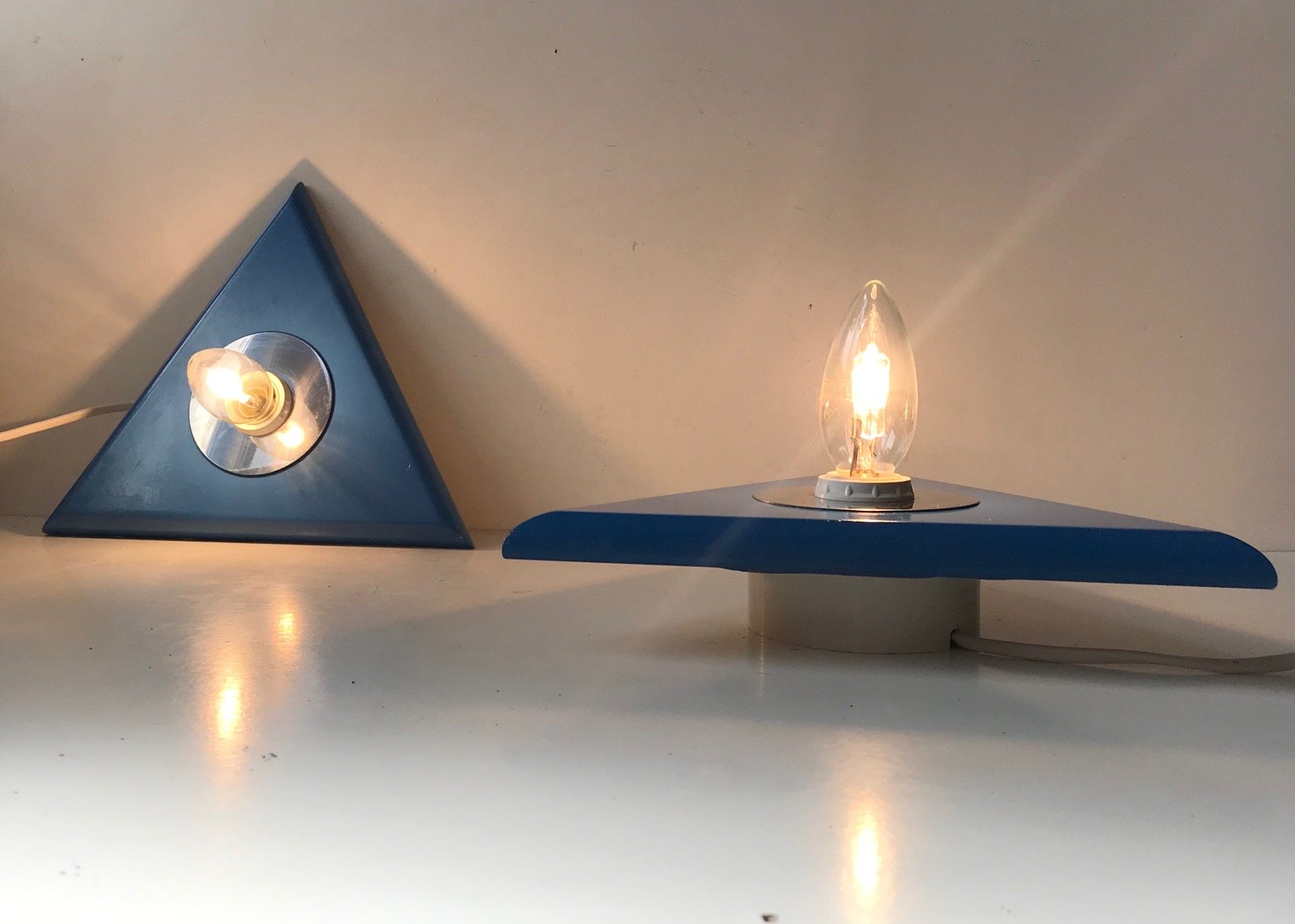 Danish Triangular Sconces from Design-Light, 1980s, Set of 2