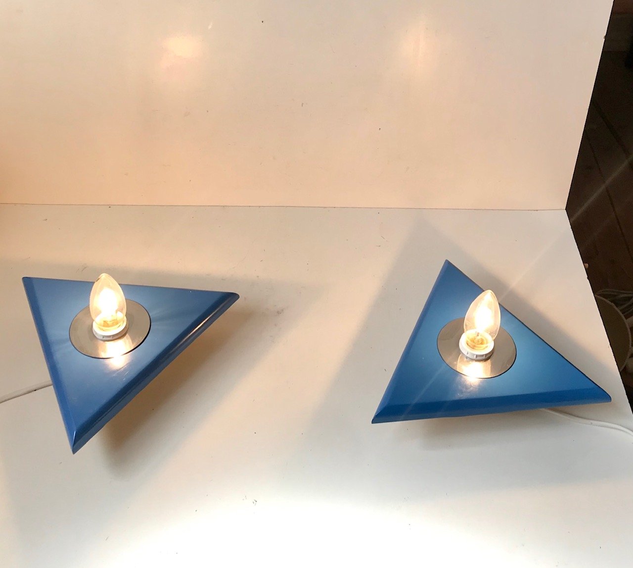 Danish Triangular Sconces from Design-Light, 1980s, Set of 2