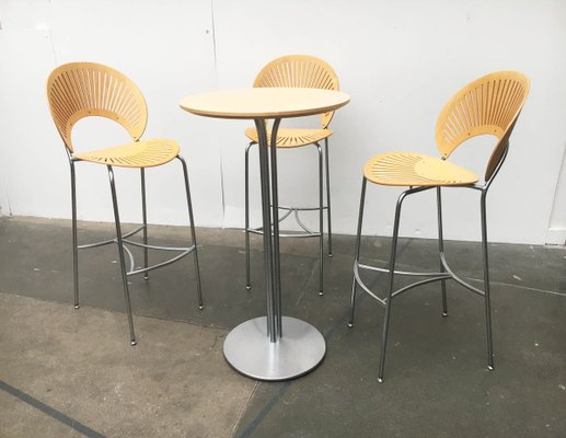 Danish Trinidad Barstools and Table by Nanna Ditzel for Fredericia, 1990s, Set of 4-UAH-820494