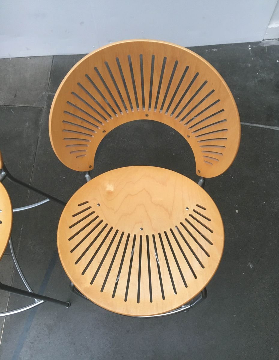 Danish Trinidad Barstools and Table by Nanna Ditzel for Fredericia, 1990s, Set of 4