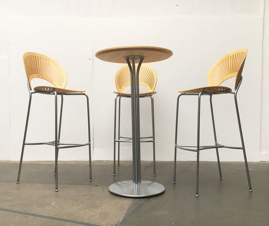 Danish Trinidad Barstools and Table by Nanna Ditzel for Fredericia, 1990s, Set of 4