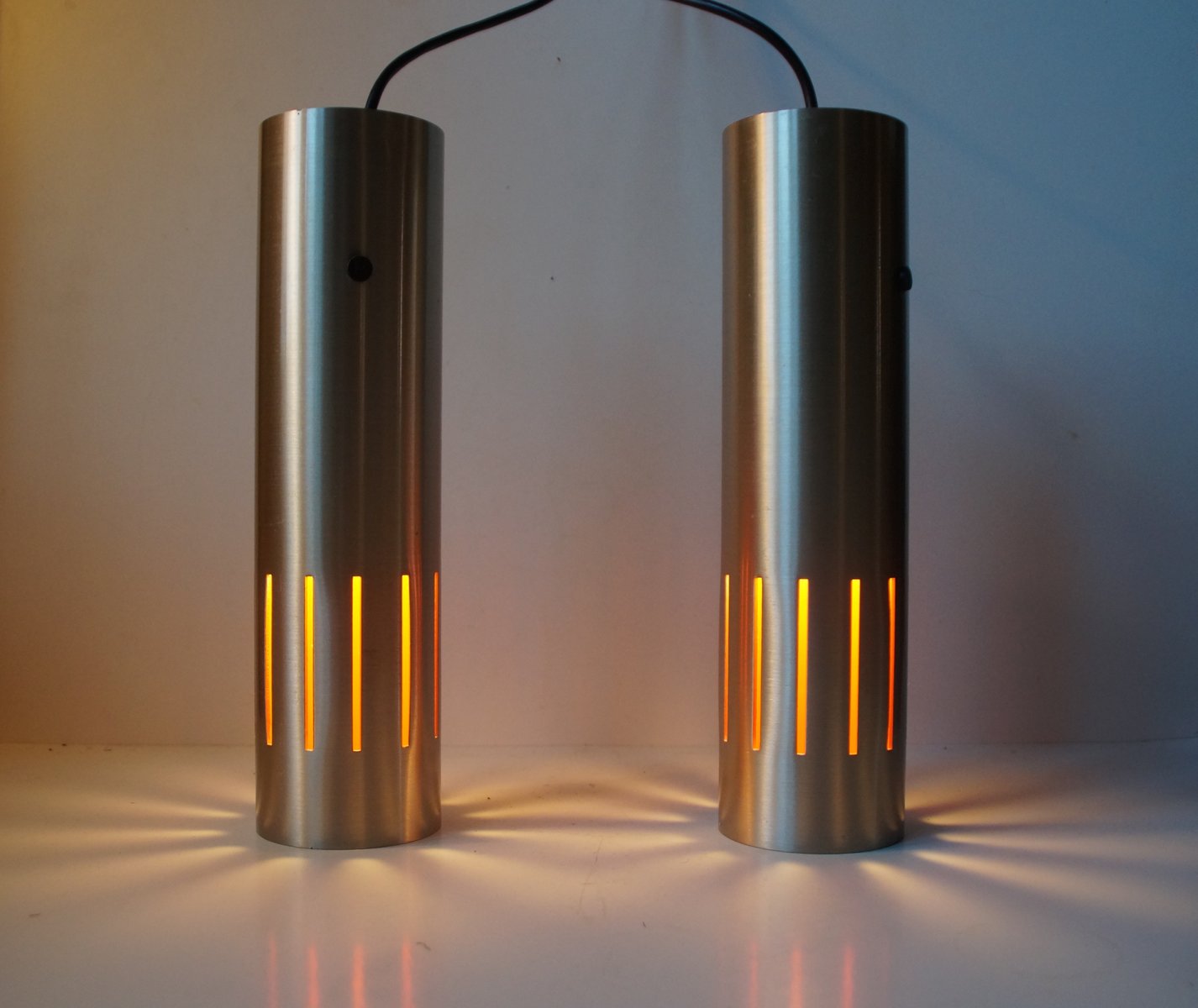 Danish Trombone Pendant Lamps by Jo Hammerborg for Fog & Morup, 1960s, Set of 2