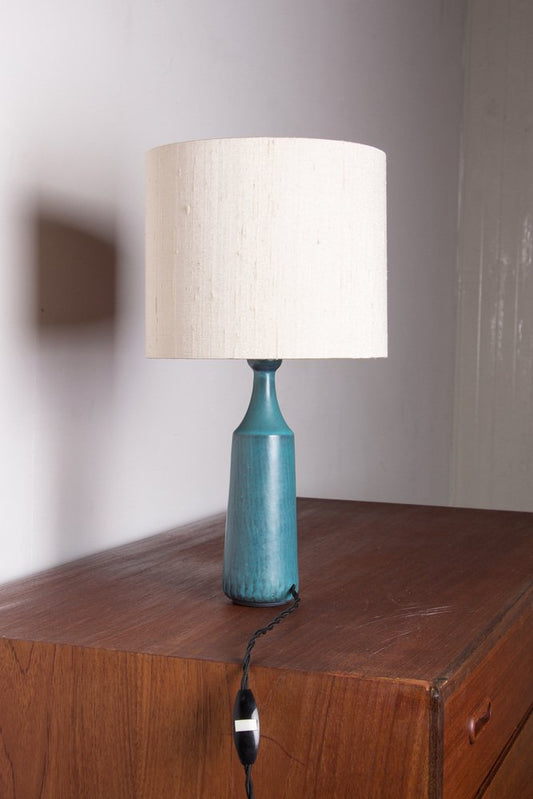 Danish Truncated Cone Table Lamp in Matt Blue Sandstone by Gunnar Nylund for Nymolle, 1960s