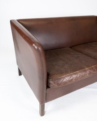 Danish Two Seater Sofa Upholstered with Dark Brown Leather, 1960s-UY-911734