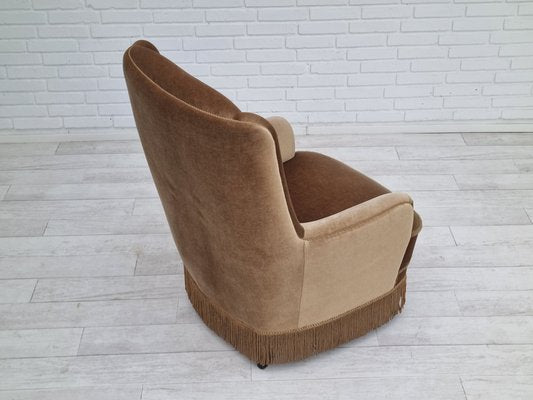 Danish Velour High Back Armchair, 1960s-TMW-1367250