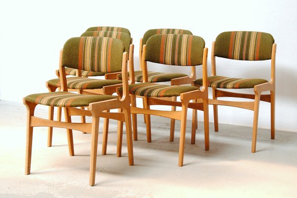 Danish Veneered Oak Dining Chairs, 1970s, Set of 6-VVO-1725245