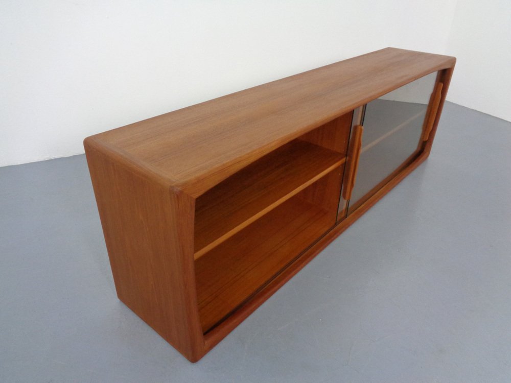 Danish Wall Sideboard with Glass Sliding Doors from Dyrlund, 1980s