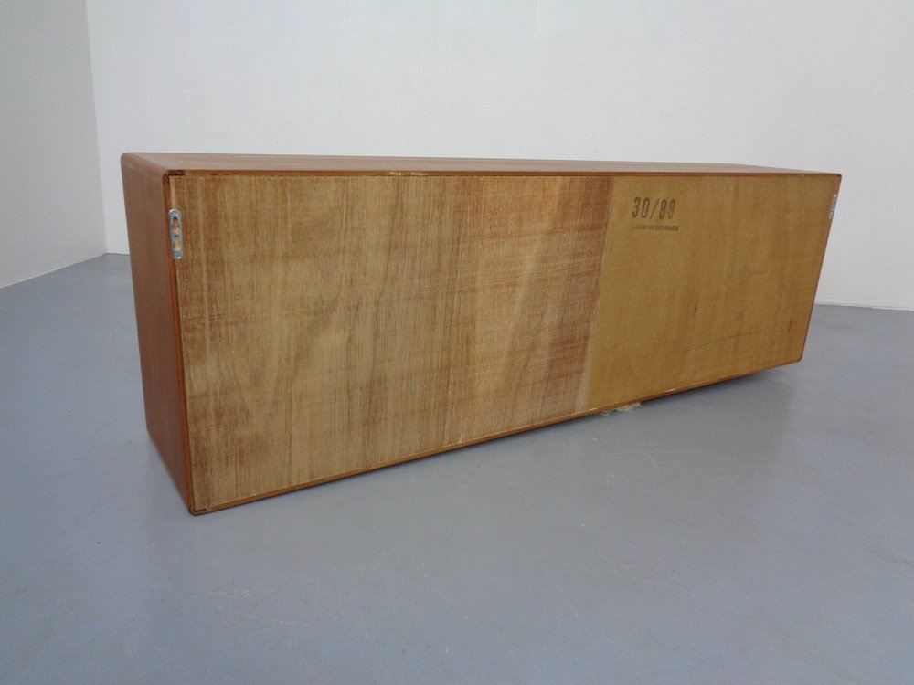 Danish Wall Sideboard with Glass Sliding Doors from Dyrlund, 1980s