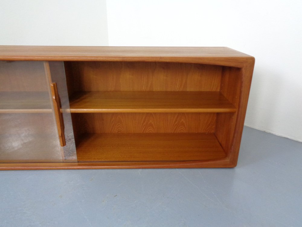 Danish Wall Sideboard with Glass Sliding Doors from Dyrlund, 1980s