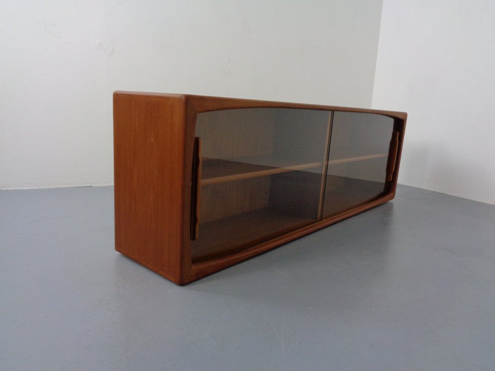 Danish Wall Sideboard with Glass Sliding Doors from Dyrlund, 1980s