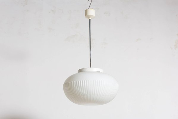 Danish White Opaline Glass Pendant Lamp from Fog & Mørup, 1954-KL-620489