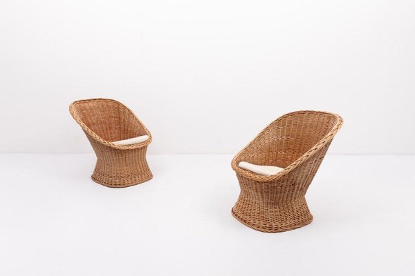 Danish Wicker Lounge Chairs, 1970s, Set of 2-KMC-1738164