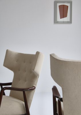 Danish Wingback Armchairs by Eva Koppel for Slagelse Furniture, 1947, Set of 2-WRF-1116217