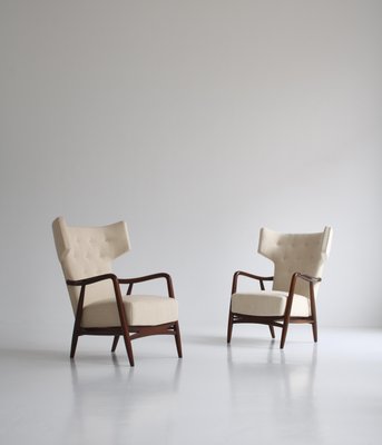 Danish Wingback Armchairs by Eva Koppel for Slagelse Furniture, 1947, Set of 2-WRF-1116217