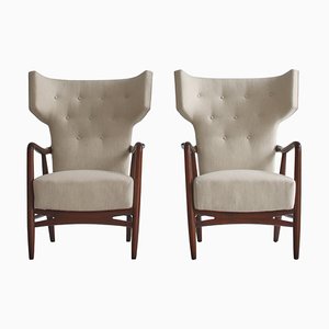 Danish Wingback Armchairs by Eva Koppel for Slagelse Furniture, 1947, Set of 2-WRF-1116217