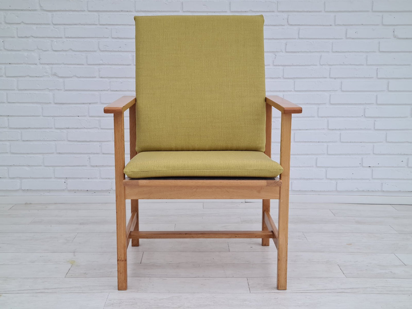 Danish Wool & Oak Armchair by Børge Mogensen for Fredericia Stolefabrik, 1970s