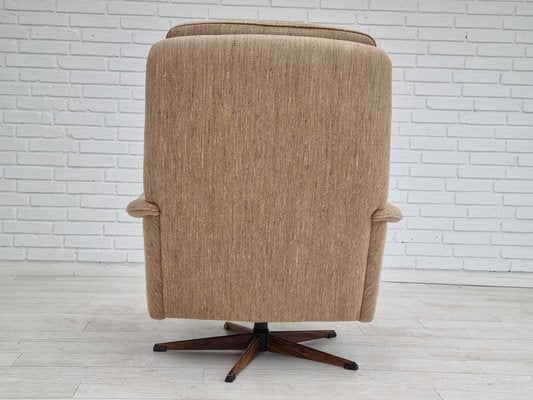 Danish Wool Swivel Armchair With Footstool, 1970s, Set of 2-TMW-1262382