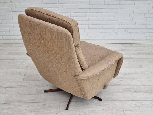 Danish Wool Swivel Armchair With Footstool, 1970s, Set of 2-TMW-1262382