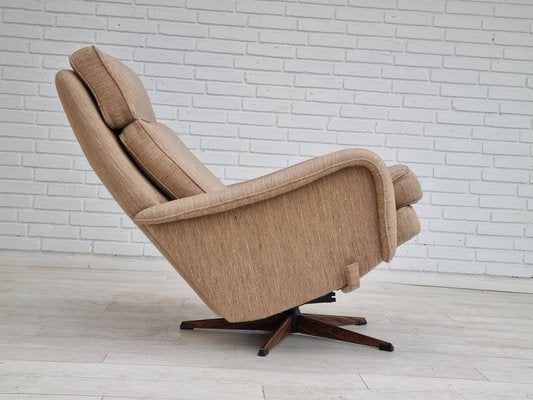 Danish Wool Swivel Armchair With Footstool, 1970s, Set of 2-TMW-1262382