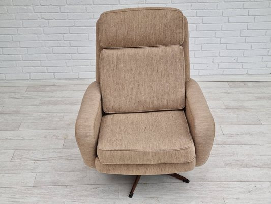 Danish Wool Swivel Armchair With Footstool, 1970s, Set of 2-TMW-1262382