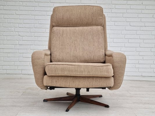 Danish Wool Swivel Armchair With Footstool, 1970s, Set of 2-TMW-1262382