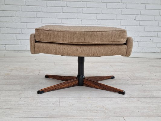 Danish Wool Swivel Armchair With Footstool, 1970s, Set of 2-TMW-1262382