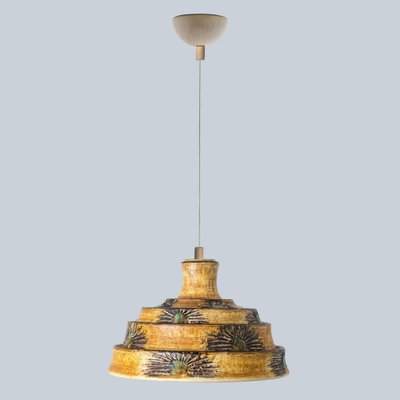 Danish Yellow Ceramic Pendant Light, 1970-VDW-1770678