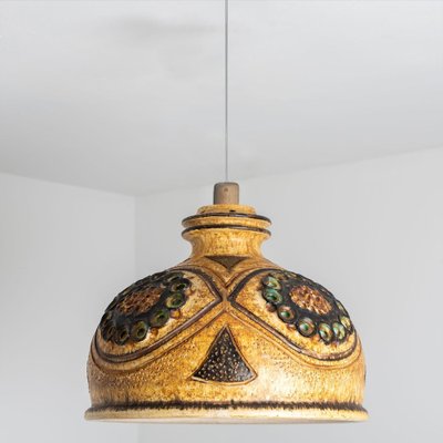 Danish Yellow Ceramic Pendant Light, 1970-VDW-1770678