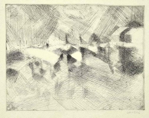 Dansac - Composition - Original Etching On Paper by Dansac - Mid-20th Century-ZCI-806198