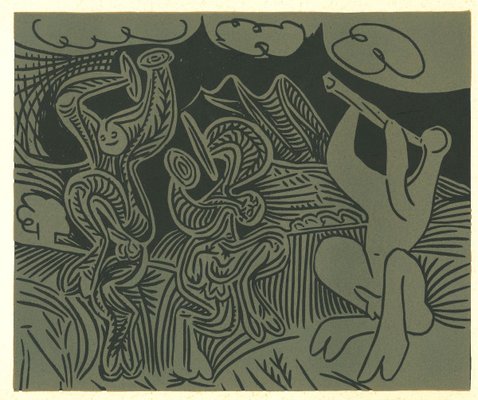 Danseurs et Musicien - Linocut Reproduction After Pablo Picasso - 1962 1962-ZCI-761950