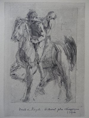 Dante and Pegasus Engraving Reprint by Auguste Rodin, 1897-KHH-544578