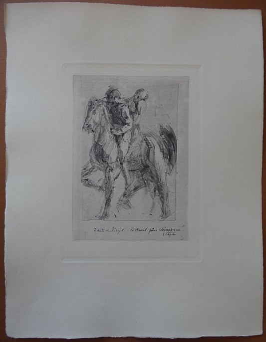 Dante and Pegasus Engraving Reprint by Auguste Rodin, 1897