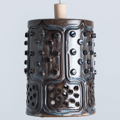 Danush Cylinder Brown Ceramic Pendant, 1970-VDW-1739992