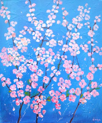 Dany Soyer, Ceriser en fleurs, 2022, Acrylic on Canvas-QNR-1191745