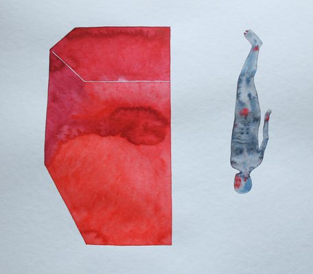 Danylo Movchan, Red House and Body, 2021, Watercolor on Paper-CHG-1346576