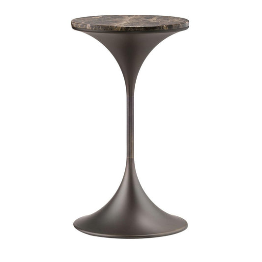 Daperly Tall Emperador Dark Brule Side Table by P. Rizzatto