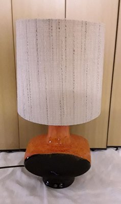 Dark Blue and Orange Ceramic Table Lamp, 1970s-HOI-830261