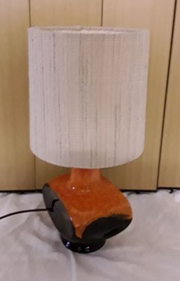 Dark Blue and Orange Ceramic Table Lamp, 1970s-HOI-830261