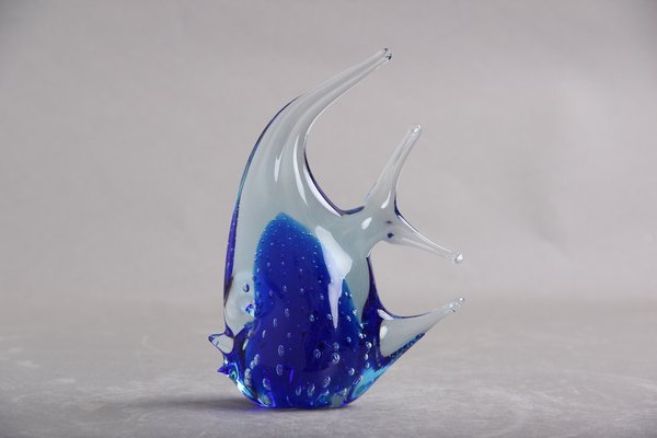 Dark Blue & Ice Blue Glass Scalare Fish-DQ-1363422