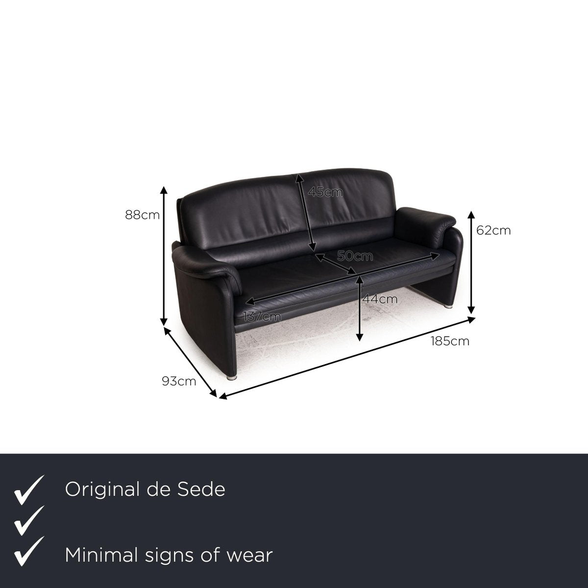 Dark Blue Leather DS 320 2-Seat Sofa from De Sede