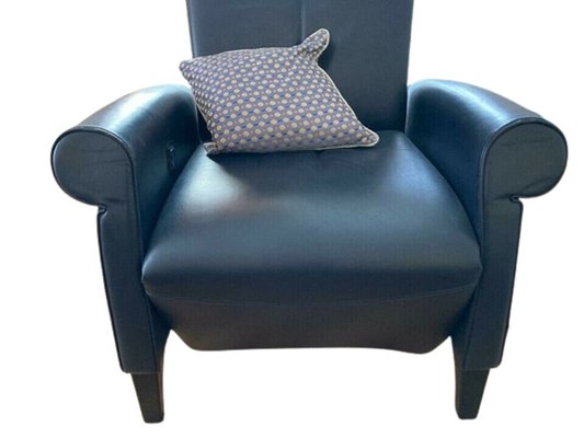 Dark Blue Leather Lounge Chairs and Stools from Walter Knoll / Wilhelm Knoll, Set of 4-YXS-1780619