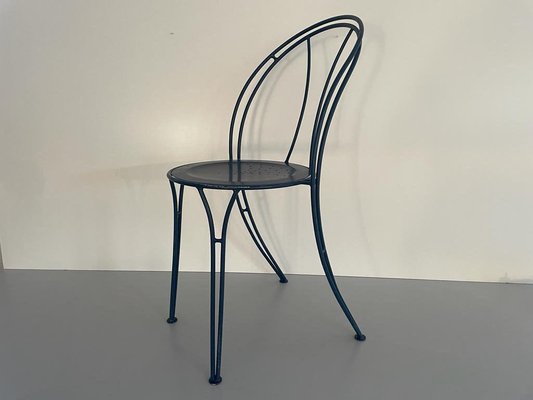 Dark Blue Metal Chair with Arch-Shaped Backside-RDS-1736597