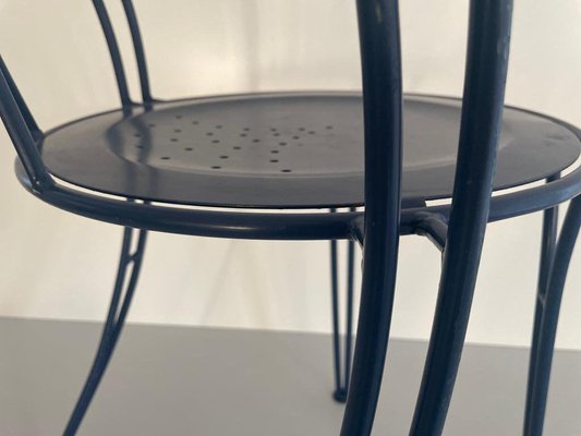 Dark Blue Metal Chair with Arch-Shaped Backside-RDS-1736597