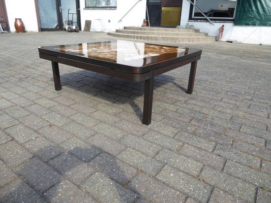 Dark Brown Belgian Epoxy Marble Inlay Coffee Table by Etienne Allemeersch, 1970s-AWL-802111