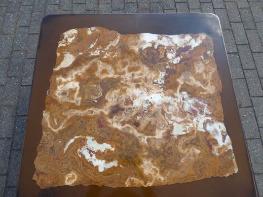 Dark Brown Belgian Epoxy Marble Inlay Coffee Table by Etienne Allemeersch, 1970s-AWL-802111