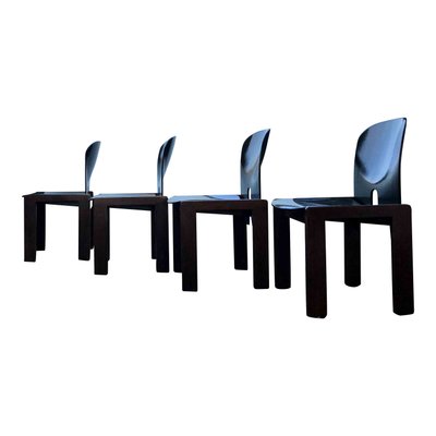 Dark Brown Lacquered Walnut Model 121 Dining Chairs by Tobia & Afra Scarpa for Cassina, 1960s, Set of 4-RPH-694146