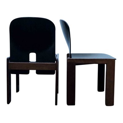 Dark Brown Lacquered Walnut Model 121 Dining Chairs by Tobia & Afra Scarpa for Cassina, 1960s, Set of 4-RPH-694146