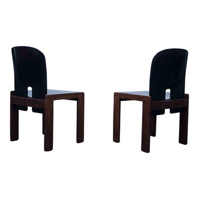 Dark Brown Lacquered Walnut Model 121 Dining Chairs by Tobia & Afra Scarpa for Cassina, 1960s, Set of 4-RPH-694146