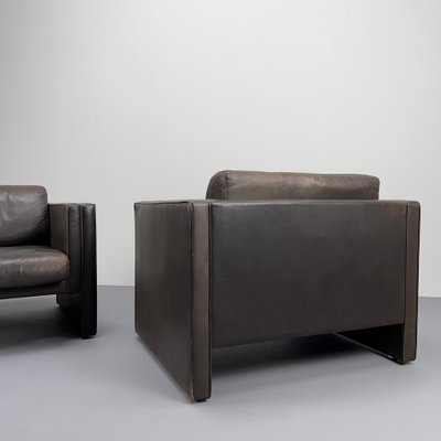 Dark Brown Leather Armchairs by Jürgen Lange for Walter Knoll, Germany, 1970s, Set of 2-VQG-1792347